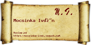 Mocsinka Iván névjegykártya
